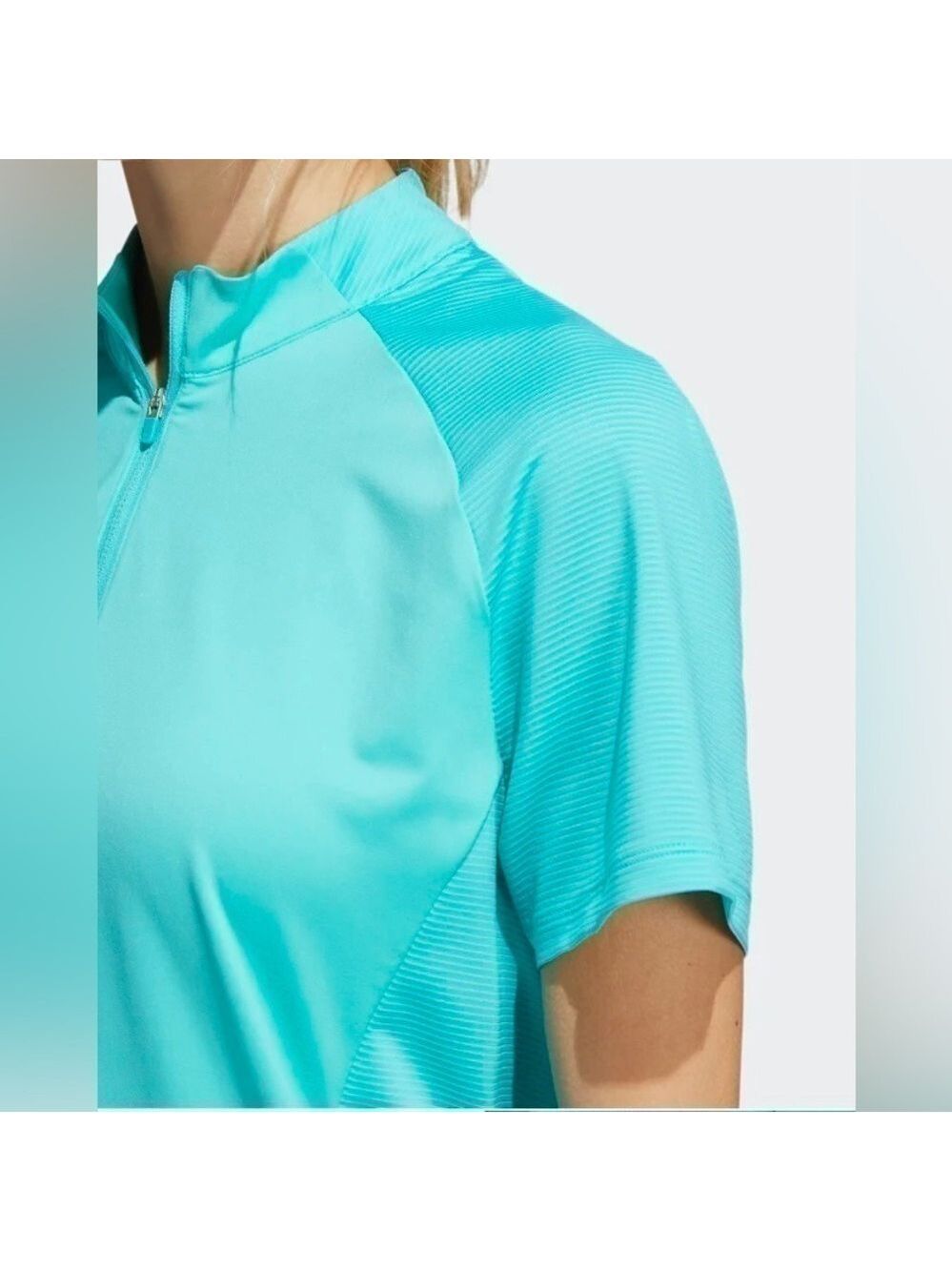 QUARTER-ZIP mock neck polo shirt turquoise FIFA world cup quatar 2022 - Picture 3 of 15
